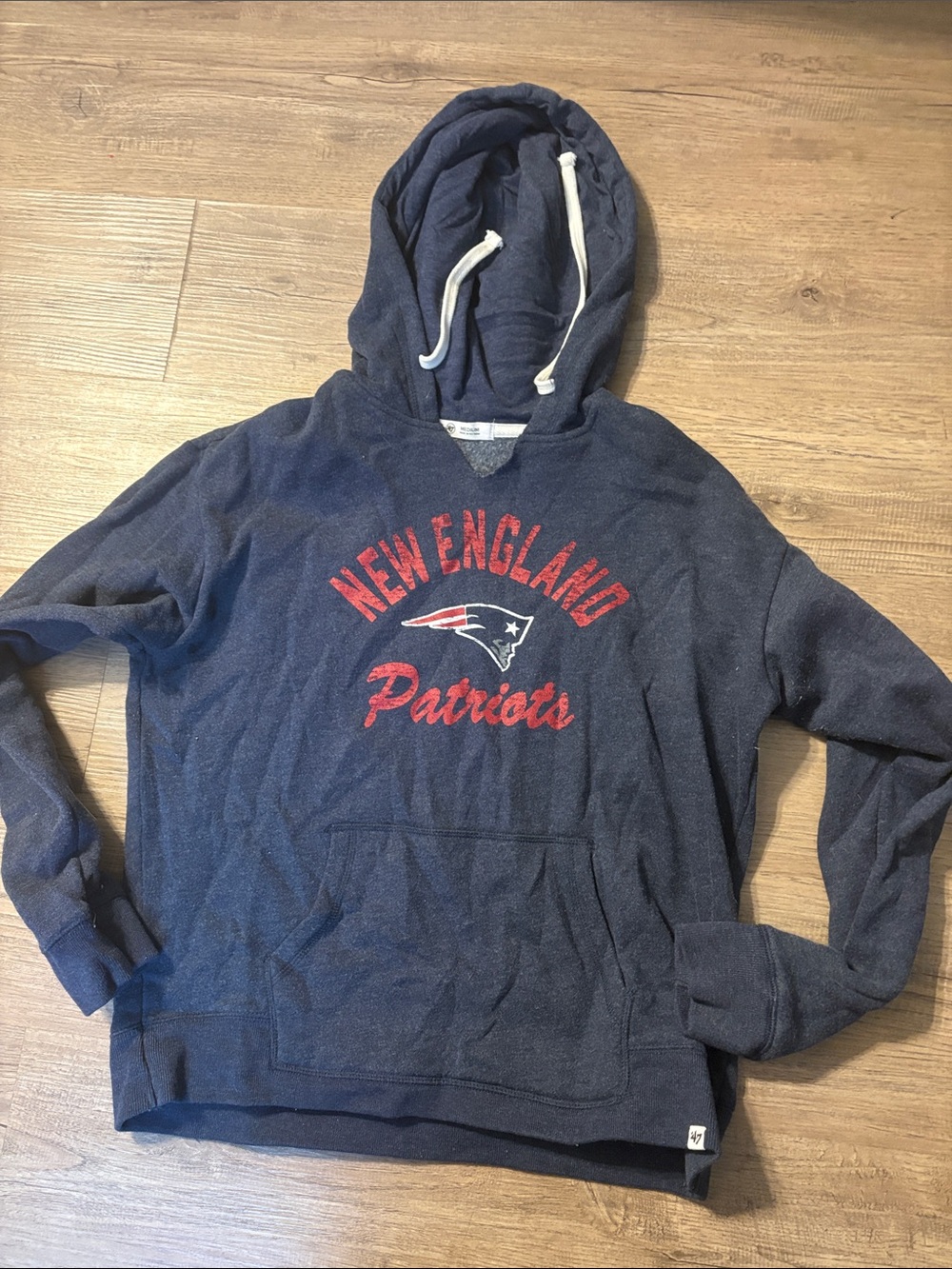 47 Navy Hoodie with Red and White New England Patriots Logo